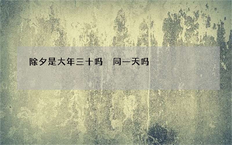 除夕是大年三十吗 同一天吗